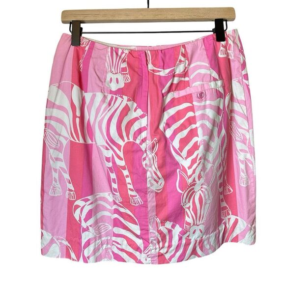 Lilly Pulitzer Skirt Size 8 Pink Zebra Animal Print A-Line Cotton Summer Preppy - Picture 2 of 10